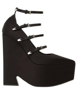 Versace Mules With Block Heel And Straps - Black