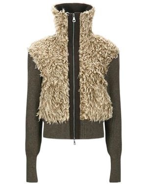 ANDERSSON BELL Fur Combo Knit Cardigan - Metallic