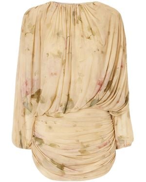 Magda Butrym Floral-Print Georgette Mini Dress - Natural