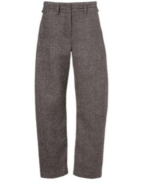 Magda Butrym Low-Rise Herringbone Wool-Blend Barrel-Leg Trousers - Grey