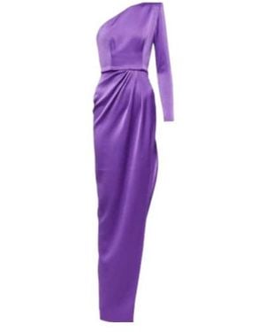 Alex Perry Delane One-Shoulder Satin Crêpe Gown - Purple