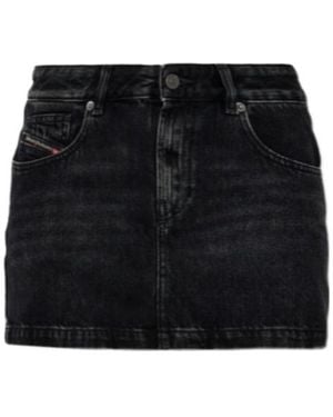 DIESEL Logo Patch Denim Skirt - Black