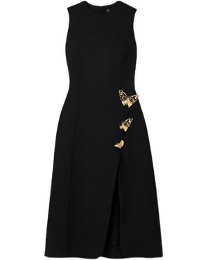 Oscar de la Renta Embellished Wool-Blend Midi Dress - Black