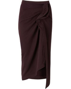 Dries Van Noten Pleated Midi Skirt - Brown
