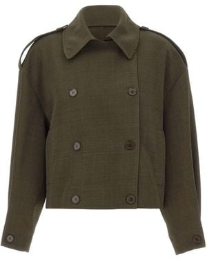 Kaos Cropped Double-Breasted Jacket - Green