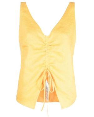 Nanushka Linen Drawstring Top - Yellow