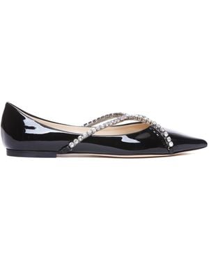 Jimmy Choo Genevi Crystal-Embellished Ballerina Shoes - White