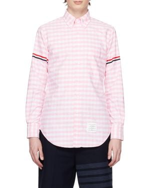 Thom Browne Rwb-Stripe Gingham Shirt - Pink