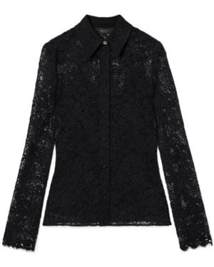 Gucci Gg Flower Stretch Lace Shirt - Black