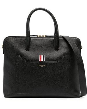 Thom Browne Logo Detailed Laptop Bag - Black