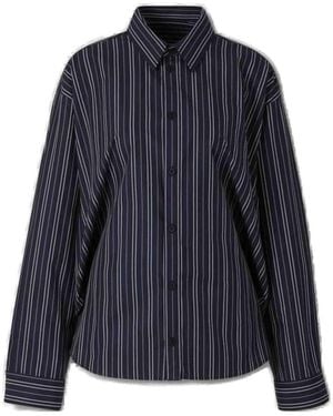 Balenciaga Pinstriped Long-Sleeved Shirt - Blue