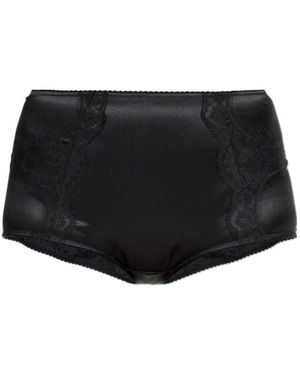 Dolce & Gabbana High Waisted Satin Briefs - Black