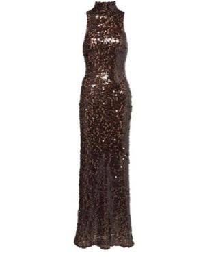 Christopher Esber High-Neck Sleeveless Sequin Evening Dress - Brown