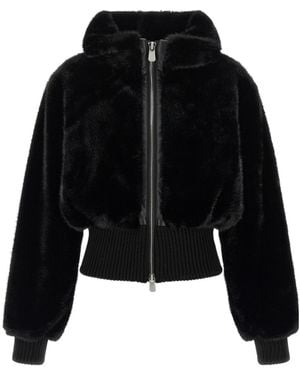 Pinko Faux Fur Zip-Up Bomber Jacket - Black
