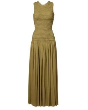Jil Sander Shirred Plissé Maxi Dress - Green