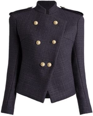 Balmain Tweed 6-Button Jacket - Blue