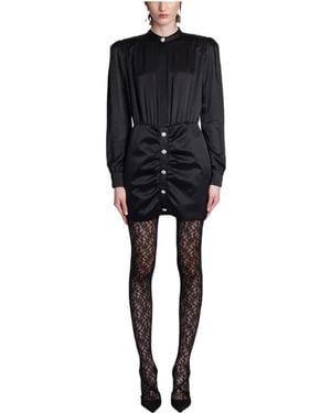 Alessandra Rich Ruched Detail Satin Dress - Black