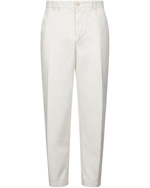 Canali Pleated Straight-Leg Pants - White