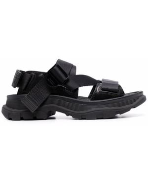 McQueen Tread Strapped Sandals - Black