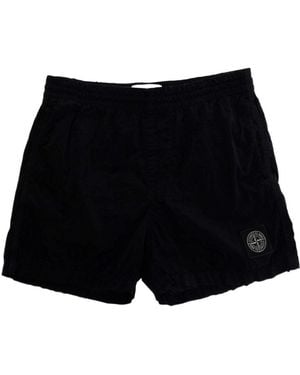 Stone Island Junior Logo Patch Shorts - Black