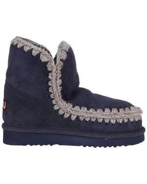 Mou Eskimo Crochet-Stitch Ankle Boots - Blue