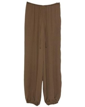 forte_forte Drawstring-Waist Elasticated-Hem Trousers - Brown