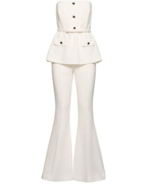 Self-Portrait Crepe Jumpsuit - White