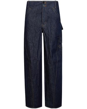 Self-Portrait Cargo Barrel-Leg Jeans - Black