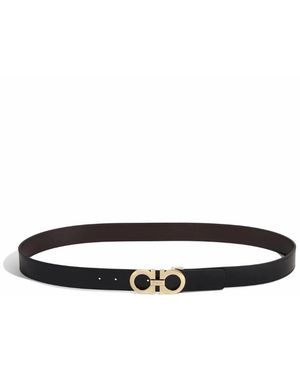 Ferragamo Gancini Adjustable Double-Sided Belt - White