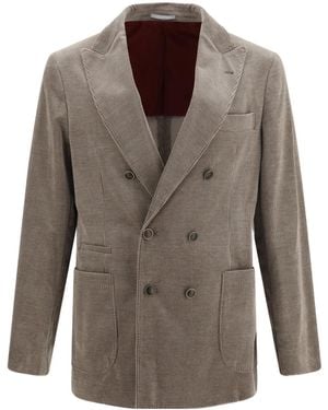 Brunello Cucinelli Double-Breasted Corduroy Jacket - Brown