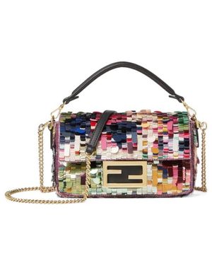 Fendi Baguette Sequin-Embellished Mini Tote Bag - Blue