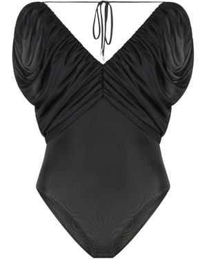 PINKO V-Neck Ruched Bodysuit - Black