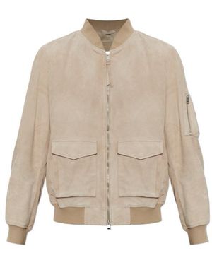 AllSaints Long-Sleeve Leather Jacket - Natural
