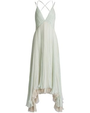 Alberta Ferretti Pleated Asymmetric Dress - Green