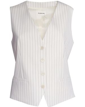P.A.R.O.S.H. Striped V-Neck Button-Up Vest - White