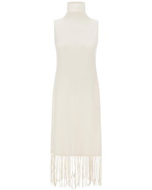 Herno Fringed Sleeveless Knitted Dress - White
