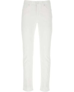 ZEGNA Logo Patch Slim-Cut Jeans - White