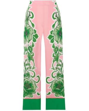 Borgo De Nor Floral-Print Crepe Straight-Leg Pants - Green