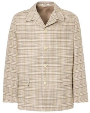 AURALEE Plaid Coat - Natural