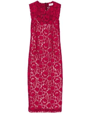 P.A.R.O.S.H. P.A.R.O..H. Peonia Floral Lace Midi Dress - Red