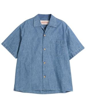 Valentino Straight Hem Denim Bowling Shirt - Blue