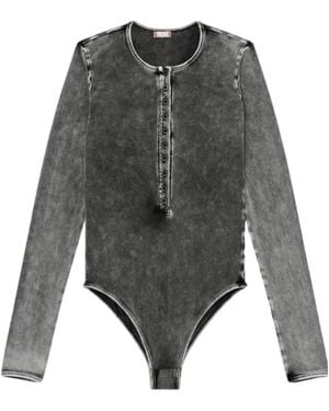 DIESEL Cotton Bodysuit With Buttoned Front - Gray