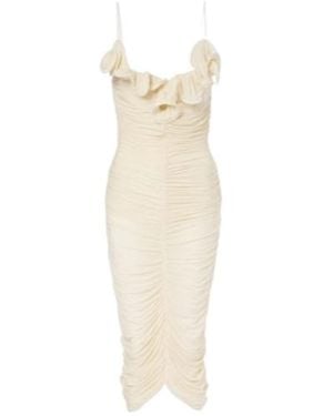 Magda Butrym Semi-Sheer Ruched Jersey Midi Dress - White