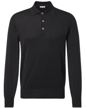 Brunello Cucinelli Cotton Polo Jumper - Black