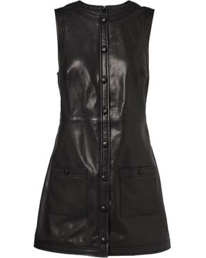 FRAME Leather Shirt Dress - Black