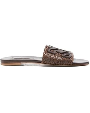 Casadei Round-Toe Flat Sandals - Brown
