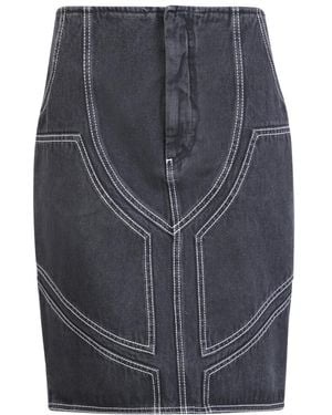 Off-White c/o Virgil Abloh Curved Hem Denim Skirt - Grey