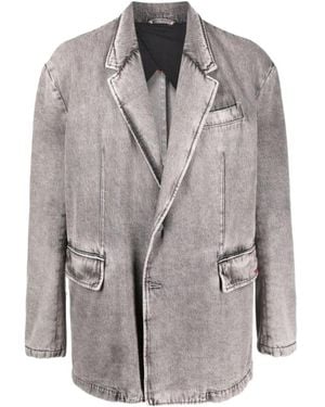 DIESEL Single-Breasted Denim Jacket - Grey