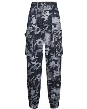 DSquared² Camouflage-Print High Waist Tousers - Blue