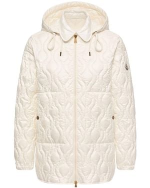 Moncler Balette Geometric Quilted Mid-Length Down Jacket - White